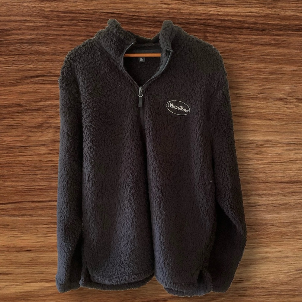 Port Authority Men’s Ultra Lite Faux Fur Pullover, Quarter Zip Long Sleeve Sz XL